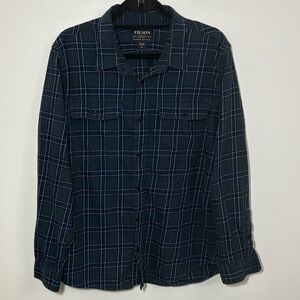 Filson Navy and Gray Plaid Button-Down Shirt